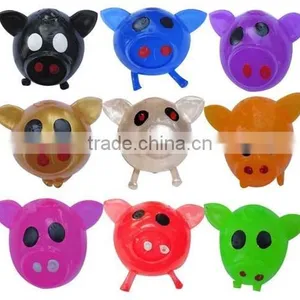 Soft TPR Hot Selling High Quality Colorful Pig Head Venting Fidget Water Ball Toys thumbnail-1