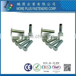 Taiwan Stainless Steel 18-8 Chrome Plated Steel Nickel Plated Steel Copper Brass DIN6791 DIN660 Semi-Tubular and Solid Rivet thumbnail-2