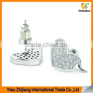 2017 New Fashion Inlay Zircon Platinum Plating Love Heart Earrings thumbnail-1