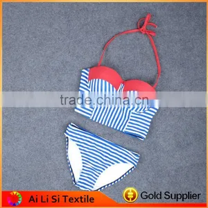 Blue Strip Super Sexy Ladies Bikini Set,Ladies Sexy Mature Bikini Set, Bra Set thumbnail-2