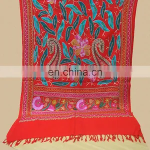 Wool Pashmina Shawl With Fancy Wool Embroidery thumbnail-1