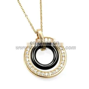 Chinese Wholesale Jewelry Flower Engraved Round Ceramic Pendant thumbnail-2