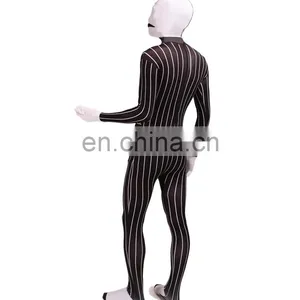White & Black Spandex Slender Business Zentai Suit Stripe Unisex For Adult thumbnail-5