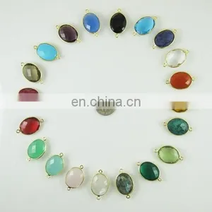 Gold Plated Oval Shape Bezel Gemstone Connectors/New Arrival Gemstone Connector thumbnail-1