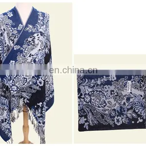 Wholesale Jacquard Vintage Pattern Bright Colored Shawl& Wrap thumbnail-4