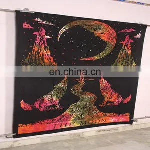 Wholesale 100% Cotton Hippie Psychedelic Sun and Moon Tapestry thumbnail-1