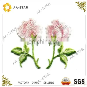Fancy Pink Embroidery Rose Patches for Girls' Dresses thumbnail-1