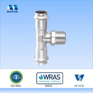 Stainless Steel Tee Fitting With Male Thread ProPress Fitting thumbnail-1