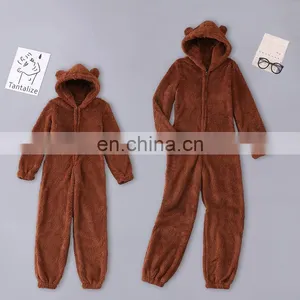 Hot Style Mom Plus Size Plush Jumpsuit Hooded Pajamas Parent-child Mom and me Sleeping Wear thumbnail-3