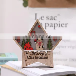 Christmas LED Light 3D Wooden Star Twinkle Battery Powered Christmas Lamp Holiday Party Decorative Fairy Lights thumbnail-5