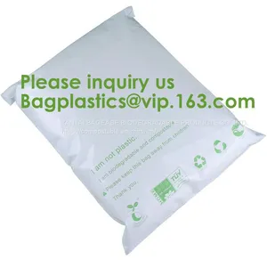 PLA PBAT Compostable Eco Firendly Courier Shipping Envelope Custom Matte Black Corn Mailers Bag Bagplastics Bageas thumbnail-3