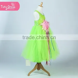 High Quality and Luxury Green Sequin Dress for Kids Party thumbnail-2