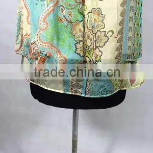 High Quality Silk Chiffon Modal Printed Sleeveless Blouse thumbnail-3