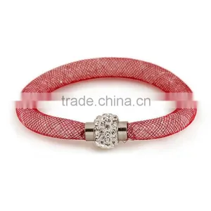 Hot Sale Stardust Mesh Single Wrap Bracelets With Crystal Stones Filled Magnetic Clasp Charm Wristband Bangles thumbnail-3