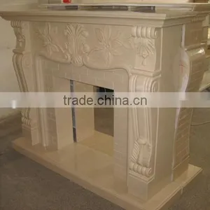 Western Style Antique Indoor Egypt Yellow Marble Fireplaces thumbnail-5