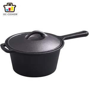Hot Sale Morden Style Pre-seasoned Vegetable Oil Coating Cast Iron Soup Pot Sauce Pan With Lid thumbnail-1