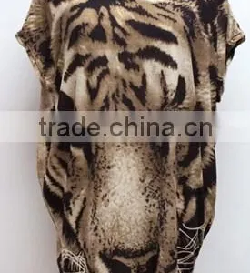 Instyles New Women's T-shirt Batwing-sleeve Tiger Animal Print T-shirt Spring-Summer Blouse Boutique Clothing Clothing thumbnail-1