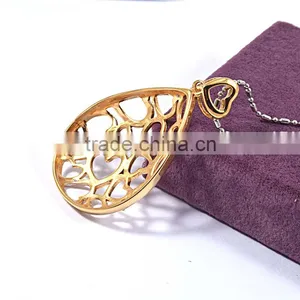 Women'S Gender Drop Water Shape Gold Plated Edge Druzy Gemstone Pendant thumbnail-4