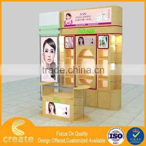 Wooden Fashion Cosmetic Shop Showcase Design , Cosmetic Display Cabinet With Mall Kiosk Furniture thumbnail-1