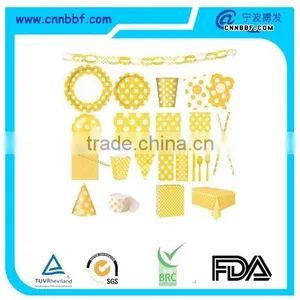 Yellow With White Dot Paper Party Tableware Set Quality Choice thumbnail-1
