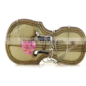 2015 Fashion Heart Opals Necklace Op22 10mm Heart Opal 925 Silver Necklace Jewelry thumbnail-5