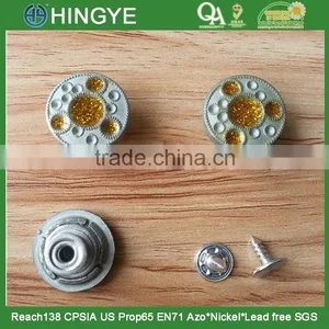 Silver Matt Color With Glitter Enamelled Metal Jeans Tack Button For Jeans / Jacket --- J1529 thumbnail-1