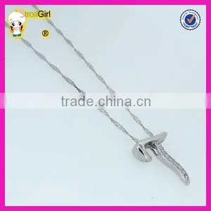Personalized Letter Necklaces With Water Wave Chain, Cheap T Pendant Zircon Necklace thumbnail-2