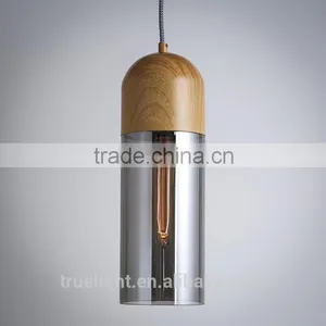 Glass Pendant Chandelier Light With Iron in Wood Grain Paint China Supplier thumbnail-1