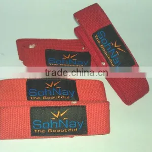 Red Orange Weight Lifting Straps Made by Heavy-Duty Cotton With & Without Padding thumbnail-1