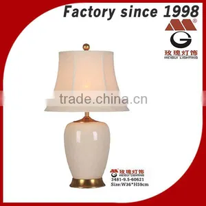 Cream Linen Shade Table Lamps With Ceramic Base thumbnail-1