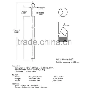 SP1-102170-T01 PCB Test Probe Spring Phosphor Bronze Contact Pins thumbnail-1