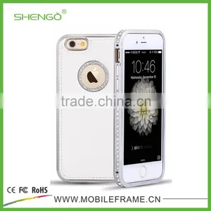 New Design Metal Phone Case With Back Leather thumbnail-2
