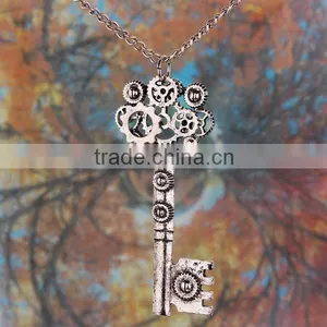Factory Price Nickel Free Antique Silver Key Charm Necklace for Wholesale thumbnail-3
