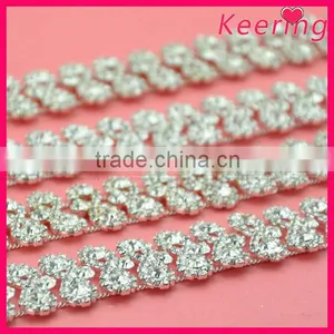 Wholesale Bling Bling Crystal Bow-knot Shape Rhinestone Cup Chain for Dress WRC-227 thumbnail-1
