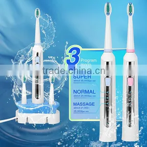 Sonic Electric Toothbrush Rechargable Waterproof With 2 Extra Replacement Brush Heads Charging Station US Plug SV030696 thumbnail-3