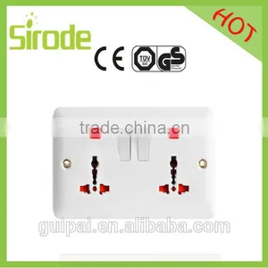 UK BS Standard Bakelite Materials 13a Single Pole Switched Socket Double With Neon thumbnail-3
