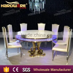 Mdf Hotel Gold Hotel Dining Table Golden Base Stainless Steel Led Table thumbnail-2