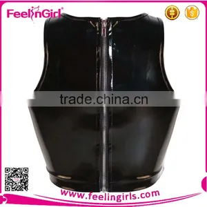 2015 Wholesale Sexy Women Black Leather Vest thumbnail-5
