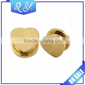 Gold Plated Heart Shape Double Sided Plug Tunnel Body Jewelry thumbnail-1