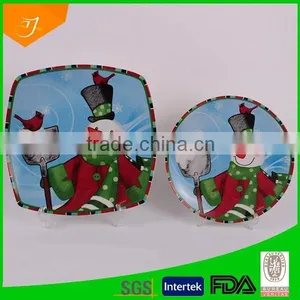 Snowman Plain Plate Set Porcelain,Christmas Gift thumbnail-1