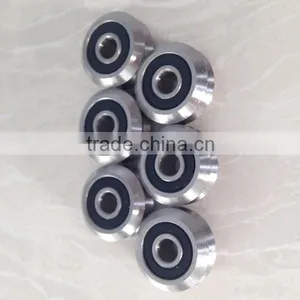 SW1 2RS 4.763mm Bore 9Cr18Mo(440C) Stainless Steel Dual V Guide Wheel Stainless Double Row Angular Contact Ball Bearings thumbnail-1
