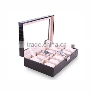 Wholesale High Quality Wooden 24 Slots Leather Wrap Watch Display Box thumbnail-5