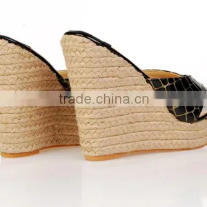 2016 Black Designer Wedges Sandals Big Size Wedge Slippers for High Fashion Ladies thumbnail-5