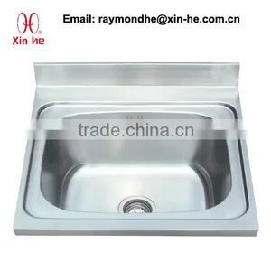 Europe Commercial Kitchen Catering Sink Scullery Basin With Splashback, Portable Stainless Steel Compartment Sink for Restaurant thumbnail-4