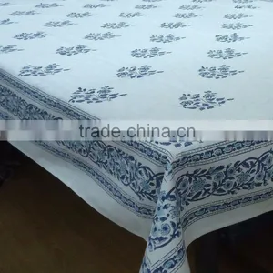 Floral Kali Cotton Hand Block Printed Tablecloth thumbnail-1