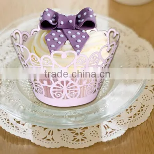 Lovely and Funny Pink Heart Laser Cut Wedding Cake Decoration Paper Wrappers thumbnail-6