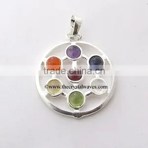 Double Circle Chakra Metal Pendant thumbnail-1