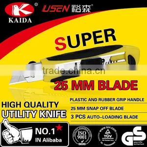 3 PCS Auto Loading Blade Plastic With Rubber Grip Handle 18MM Utility Knife thumbnail-5
