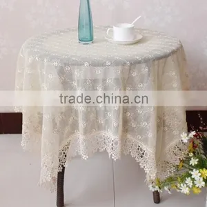Square Flower Embroidered Lace Wedding Table Cloth thumbnail-1