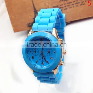 Hot Style Silicone Watch GENEVA Fashion Student Three Eye Quartz Watch Silicone Rubber Wristband Watch thumbnail-3